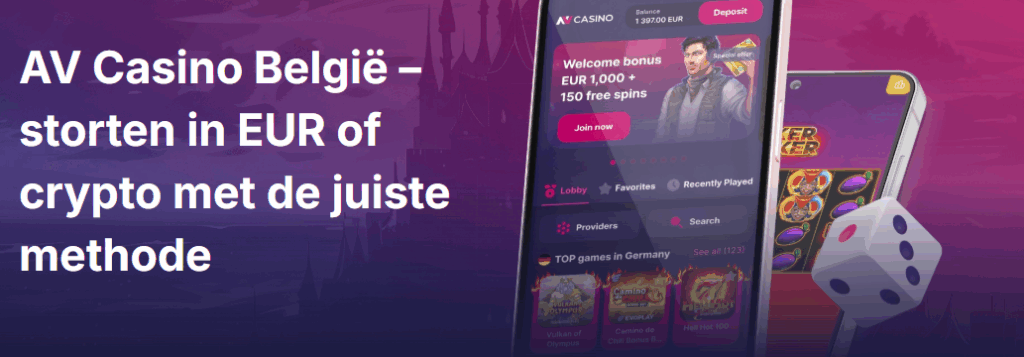AV Casino België – storten in EUR of crypto met de juiste methode